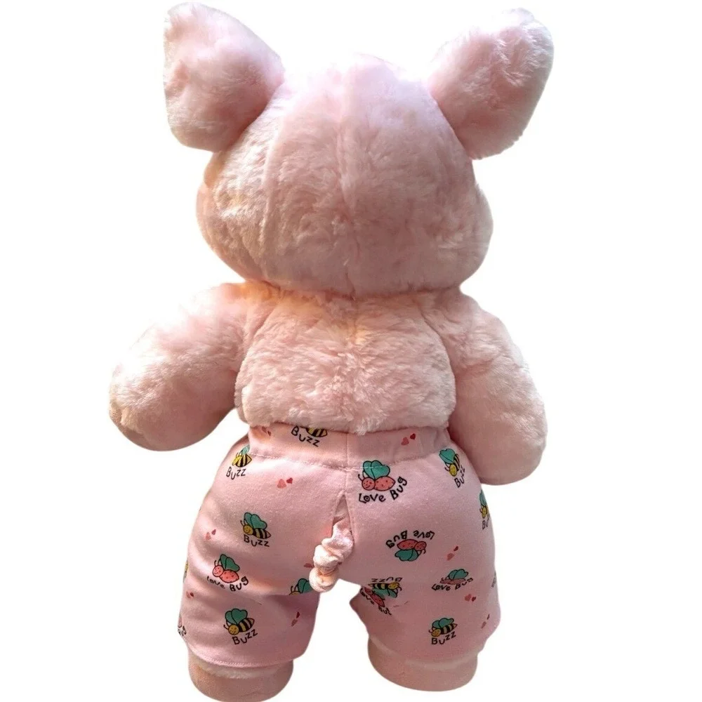 Build a Bear Floppy Pig Plush Retired 1997 With Pajama Love Bug pajama bottoms.
